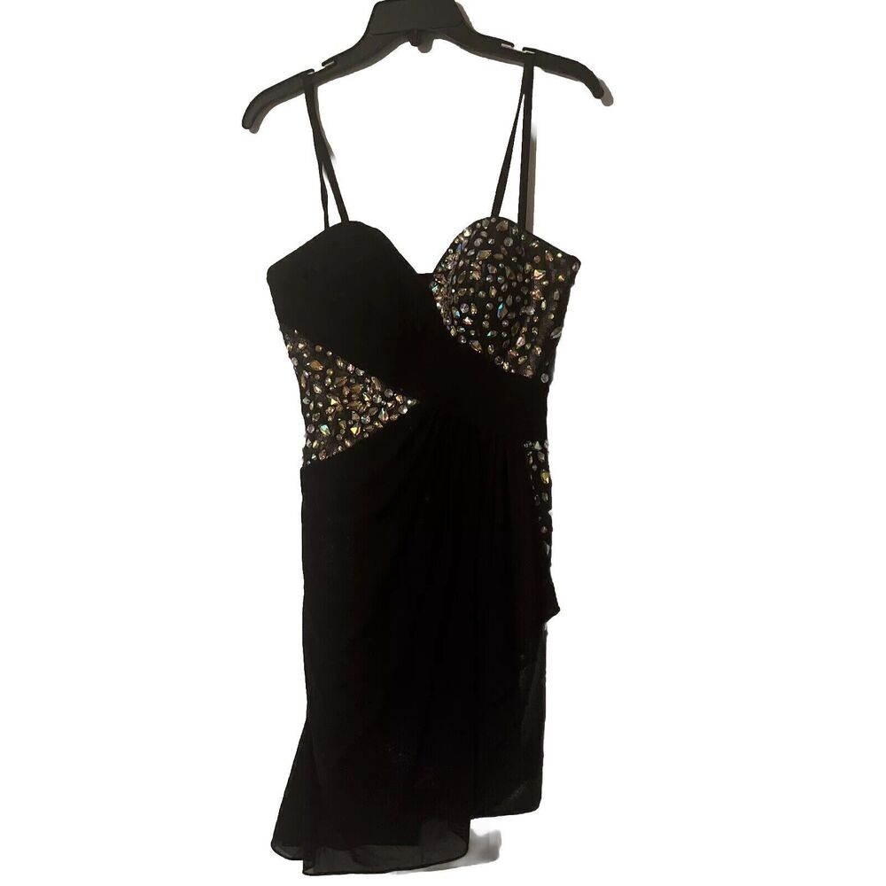 Terani Couture Rhinestone Cocktail Dress Black Size 6